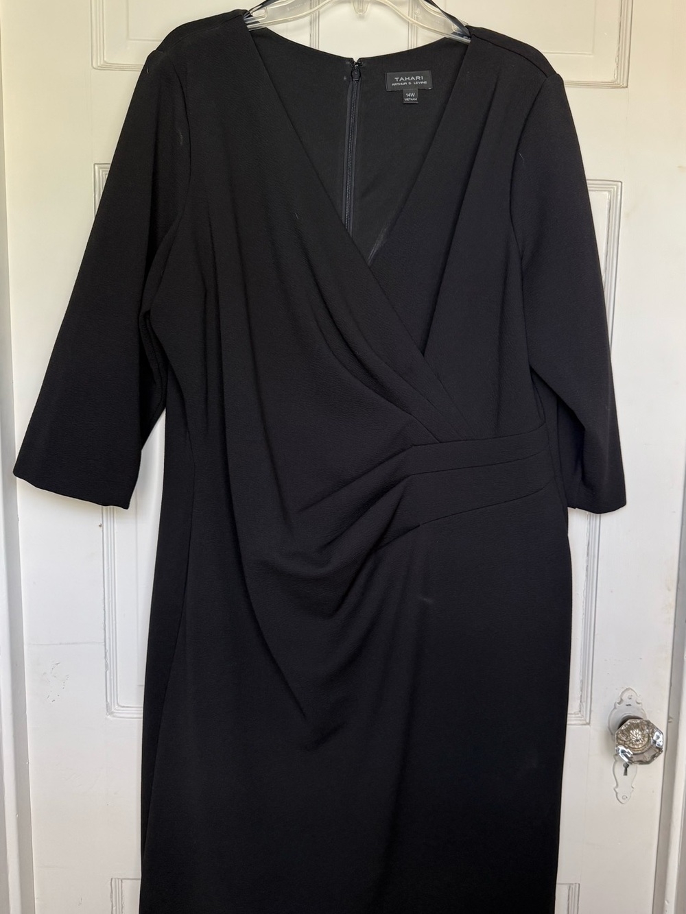 Tahari ASL Black Dress with Draped Front